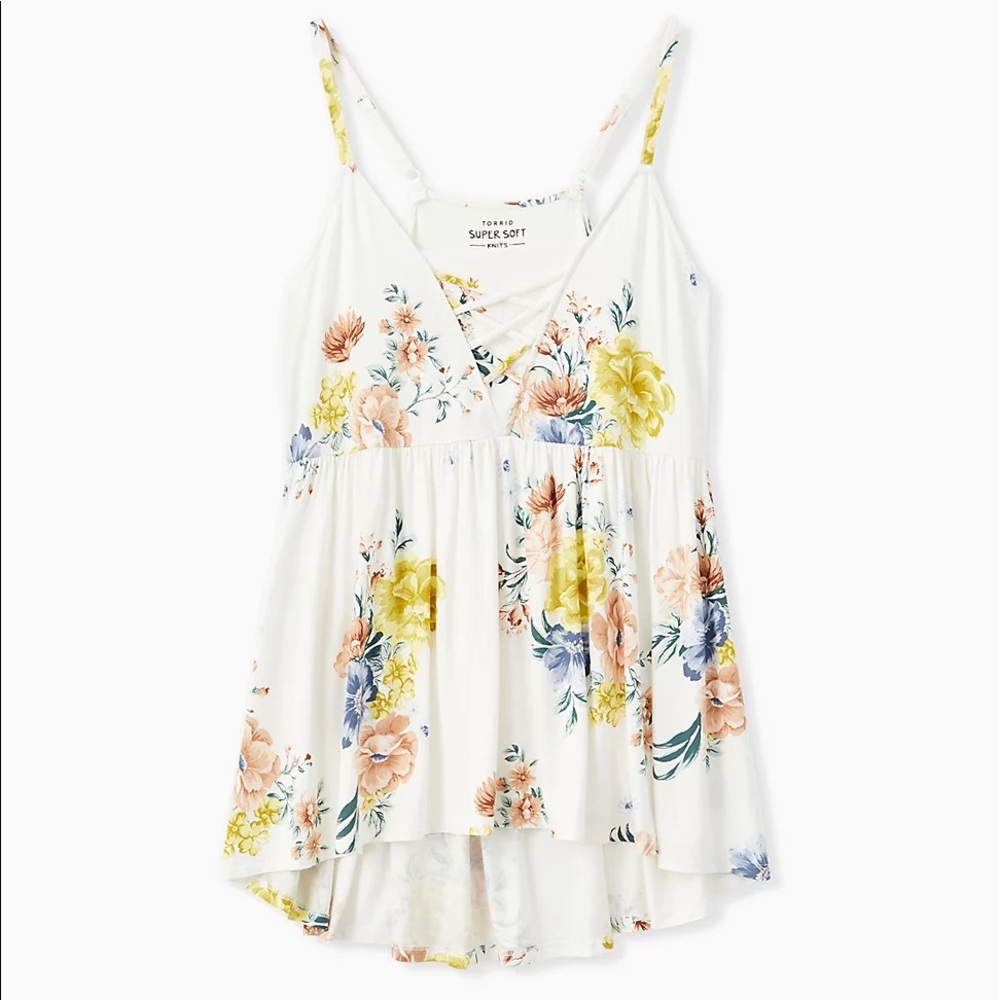 SUPER SOFT WHITE FLORAL LATTICE BABYDOLL CAME